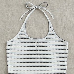 Stripped crop halter top